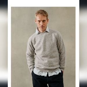 EUC Bosie Men's Luxury Seamless Cashmere Shetland Saddle Shoulder Sweater-Medium